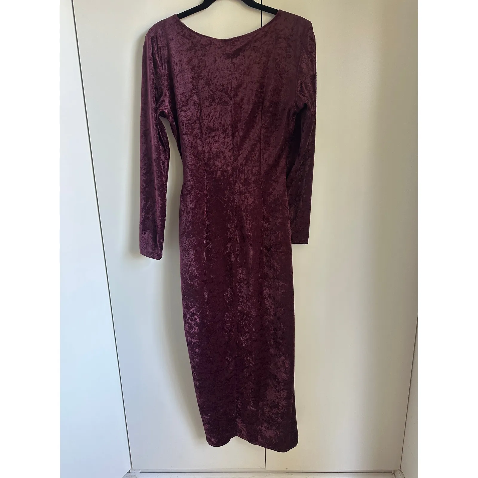 Vintage 90s Velvet Goth Midi Dress Size M Maroon Dark Romantic Witchy Size M - Image 5