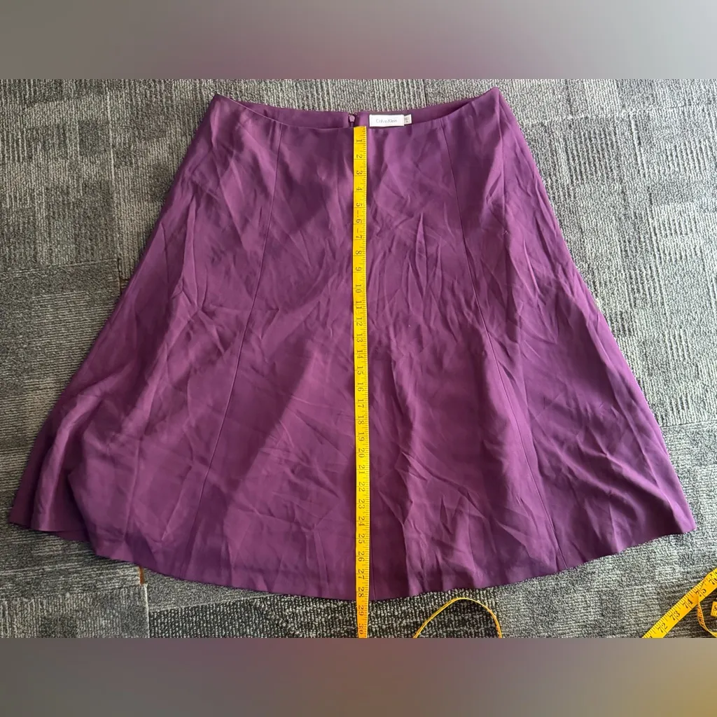 CALVIN KLEIN Plum A-Line Midi Skirt ≠Size 16≠Lined Elegant Plum Purple - Image 11