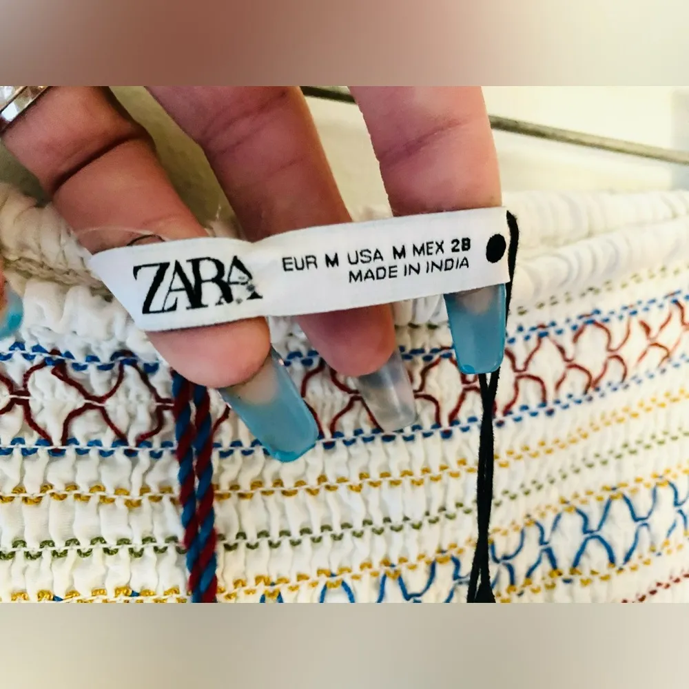 NWT Zara white embroidered boho mini skirt size/M - Image 8