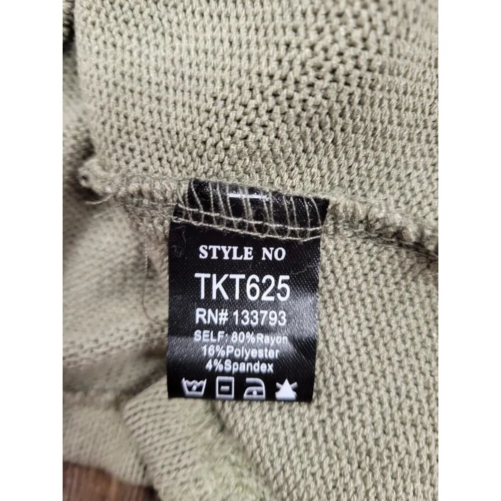 VICI Olive Sage Green Light Weight Oversized V Neck Pullover Sweater Size Large - Image 3