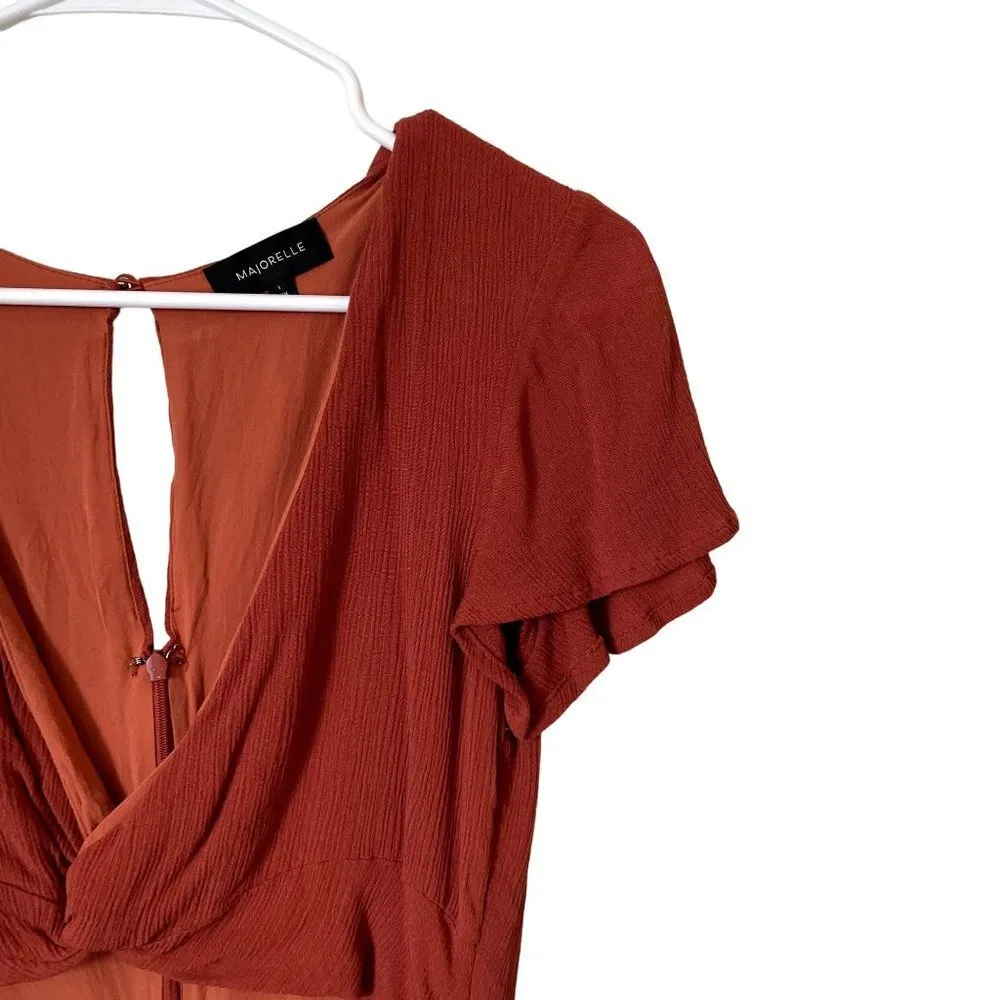 Majorelle coral orange vneck cutout romper short sleeves summer - Image 2