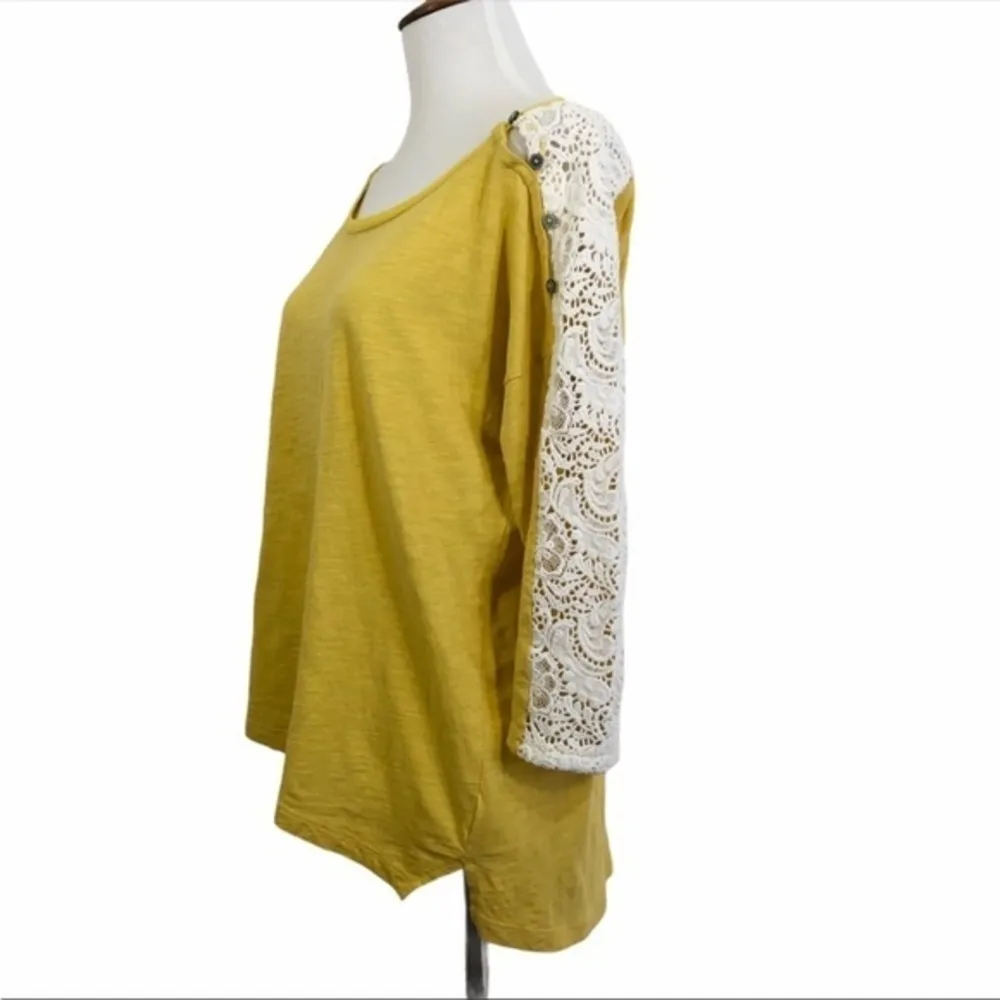 🔵 SALE 3/$25 ANTHRO LITTLE YELLOW BUTTON MABEL 3/4 SLEEVE TOP XS - Image 8