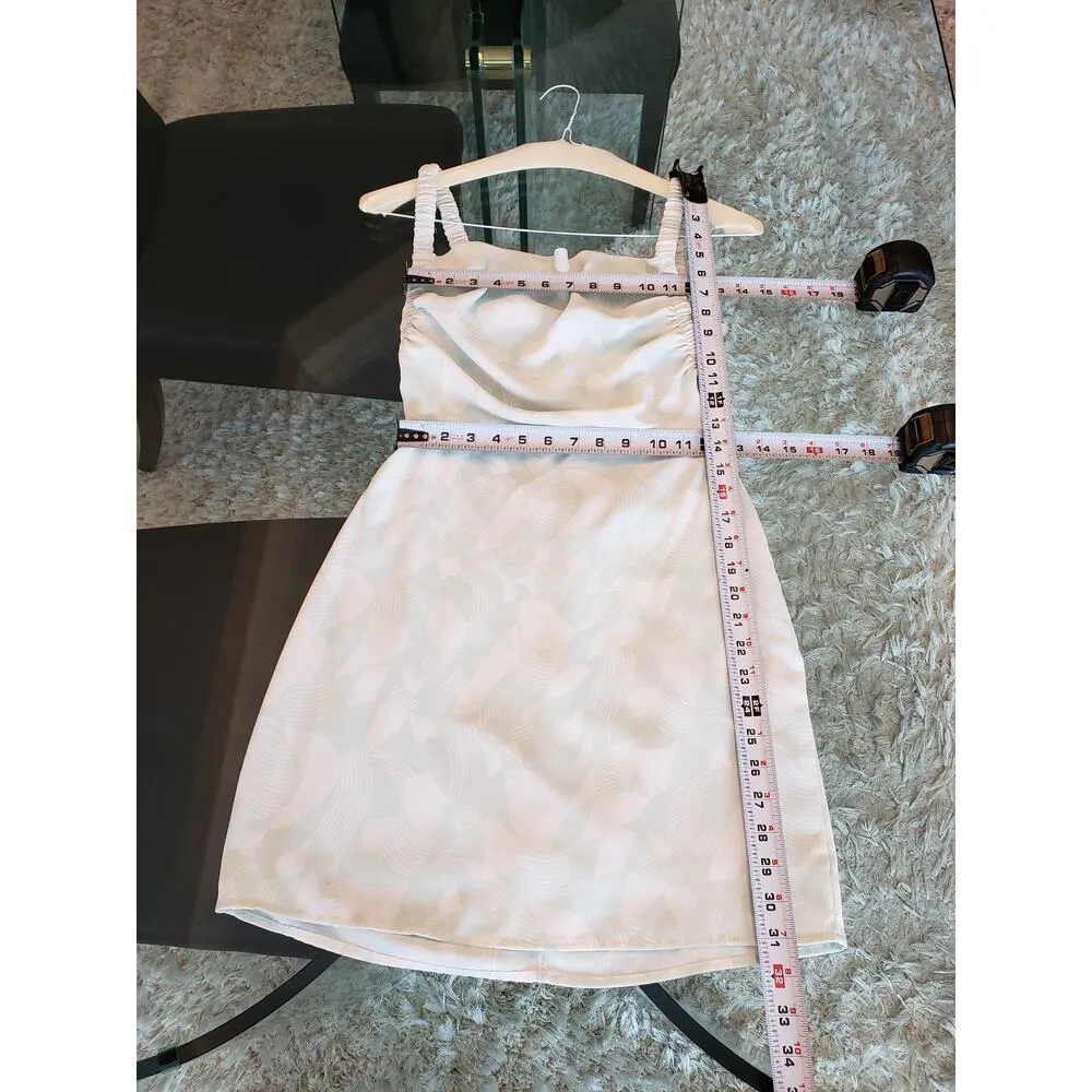 Forever 21 Fit & Flare Dress Womens Size M Beige Patterned Sleeveless Cowl Neck - Image 7