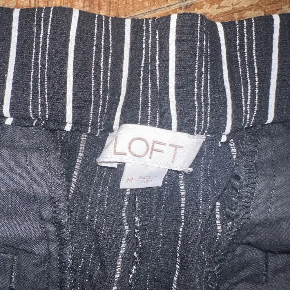 Loft black & white striped wide leg M monochrome palazzo pants - Image 2