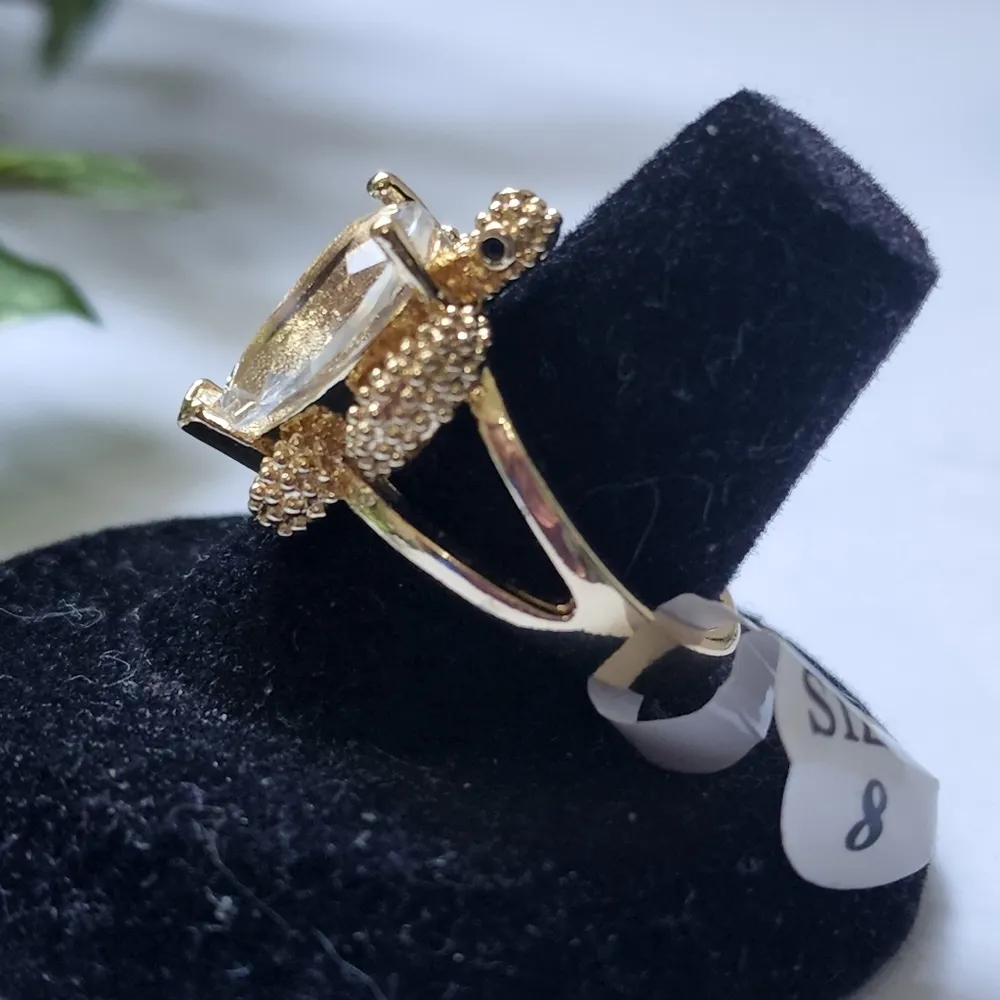Gold Filled Ring Turtle with Crystal - Image 4