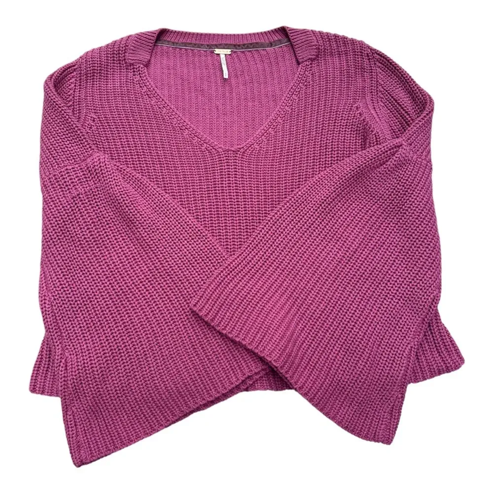 Free People Pink Damsel Bell Sleeve Cropped Knit Sweater // S - Image 5