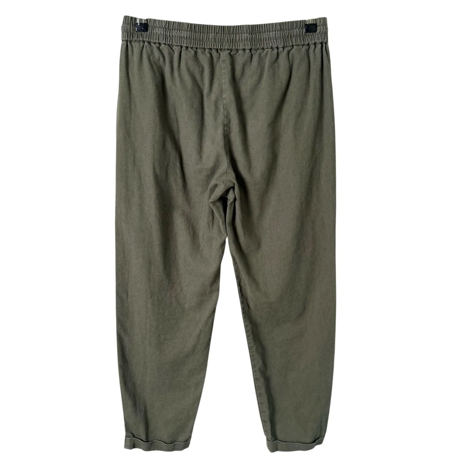 J.Crew Linen Cotton Blend Jogger Pants Drawstring Waist in Olive Green, Size 4 Green - Image 8