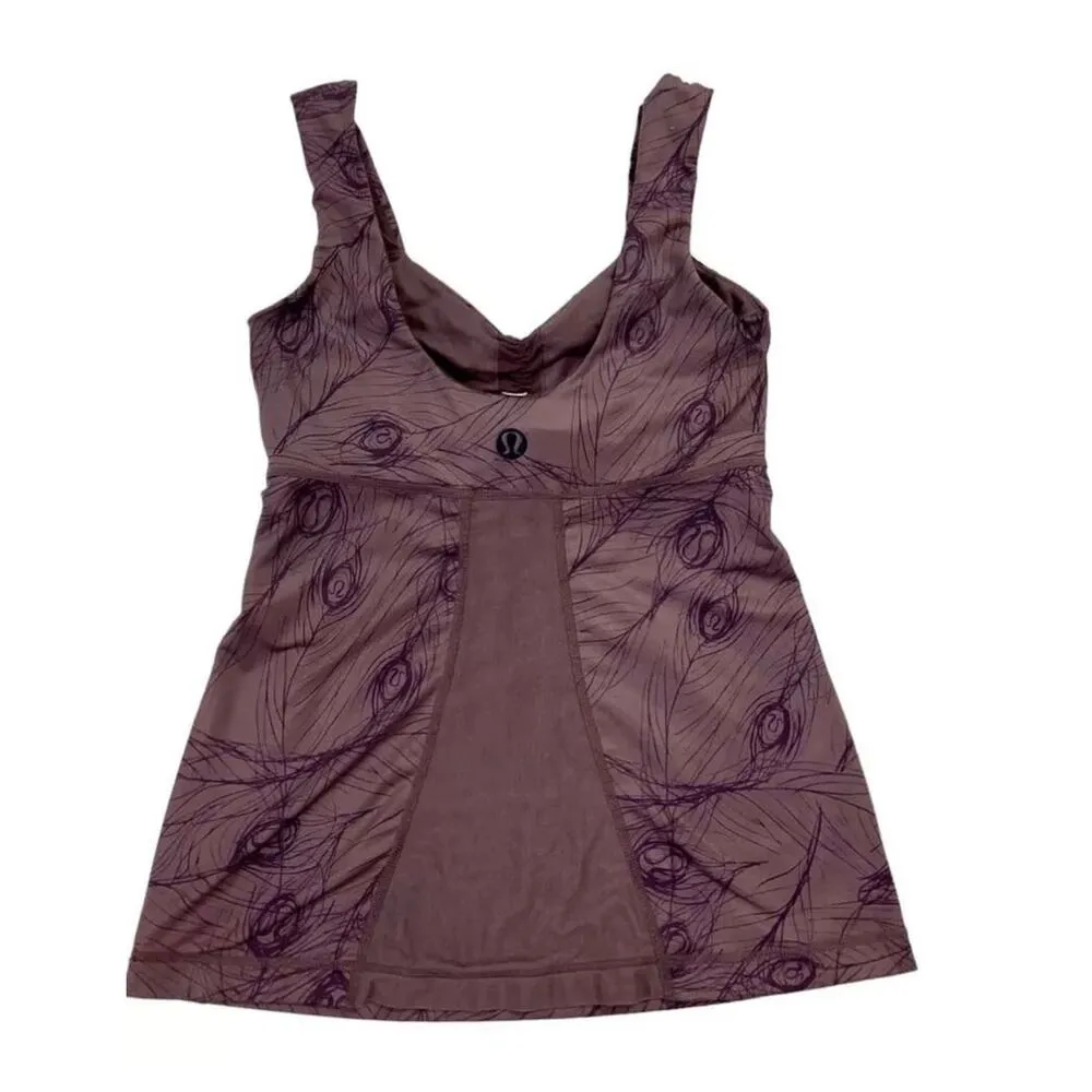 Lululemon Aria Tank Top Peacock Feather Logo RARE PRINT Women's Size 4 | 17-607 - Image 4