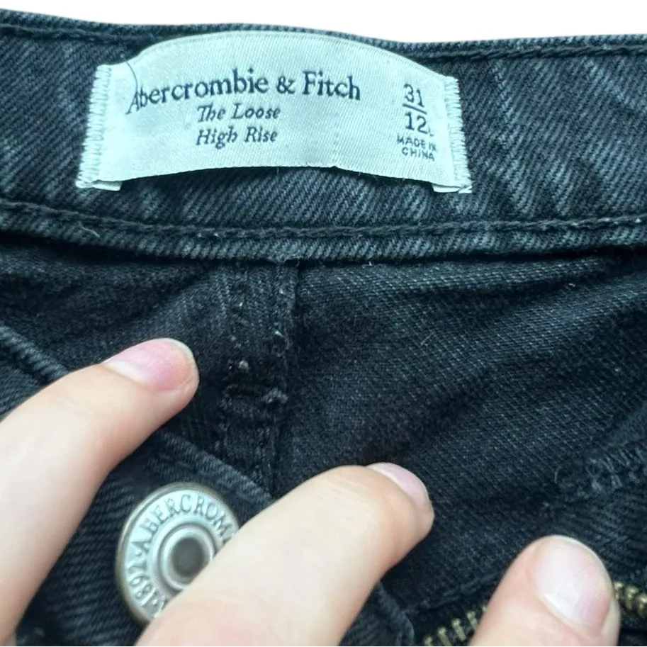 Abercrombie & Fitch The Loose High Rise Jean Black 31/12 Long Wide Baggy - Image 6