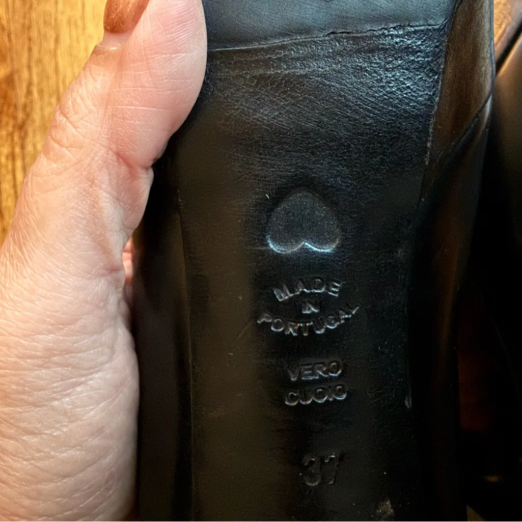 Moschino Cheap and Chic Black Leather Lace-Up Ankle Booties Heel Size: 37 - Y2K - Image 9