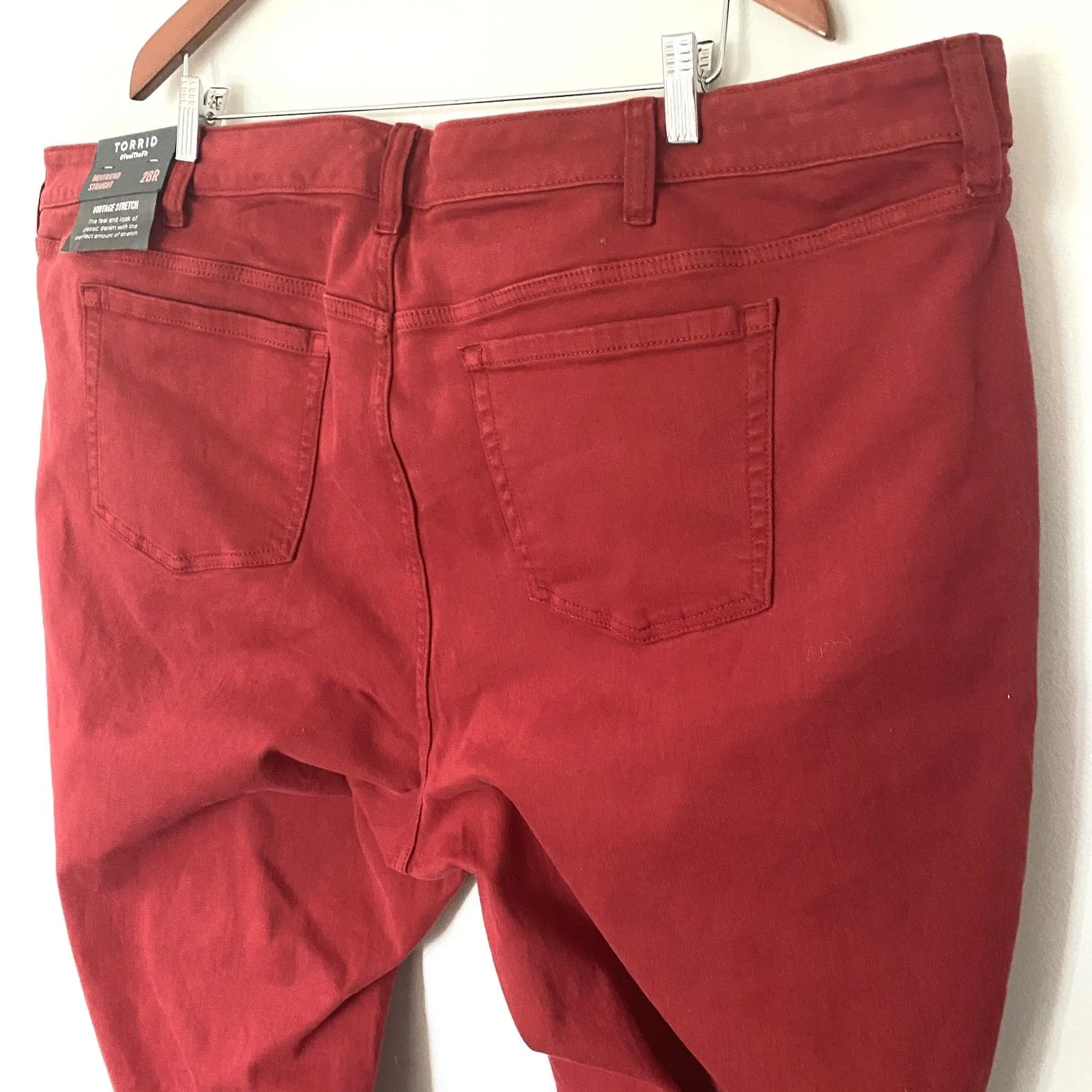 NWT Torrid Boyfriend Straight Vintage Stretch Mid Rise Denim Jeans Red Sz 28R - Image 12