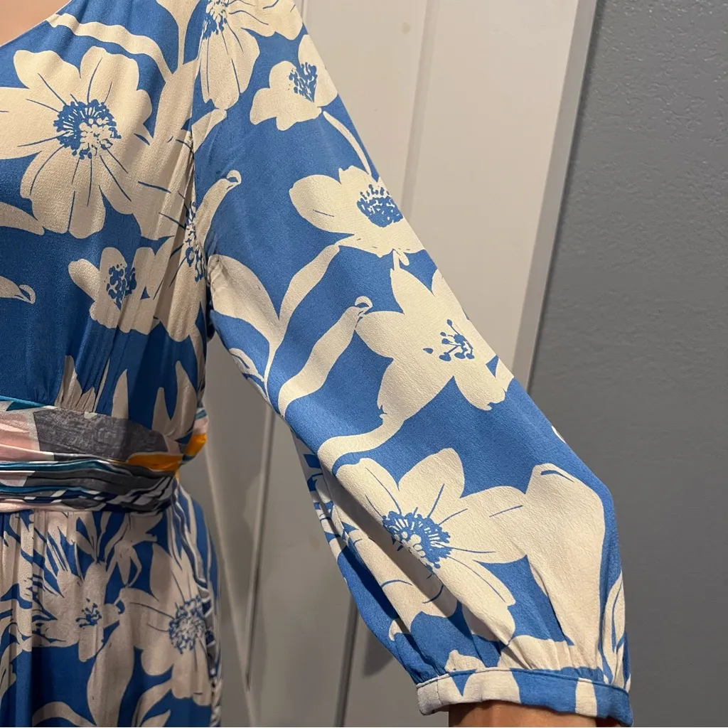 Maeve by Anthropology Floral V-Neck maxi Dress w/pockets side zip size 12 flawed - Image 6