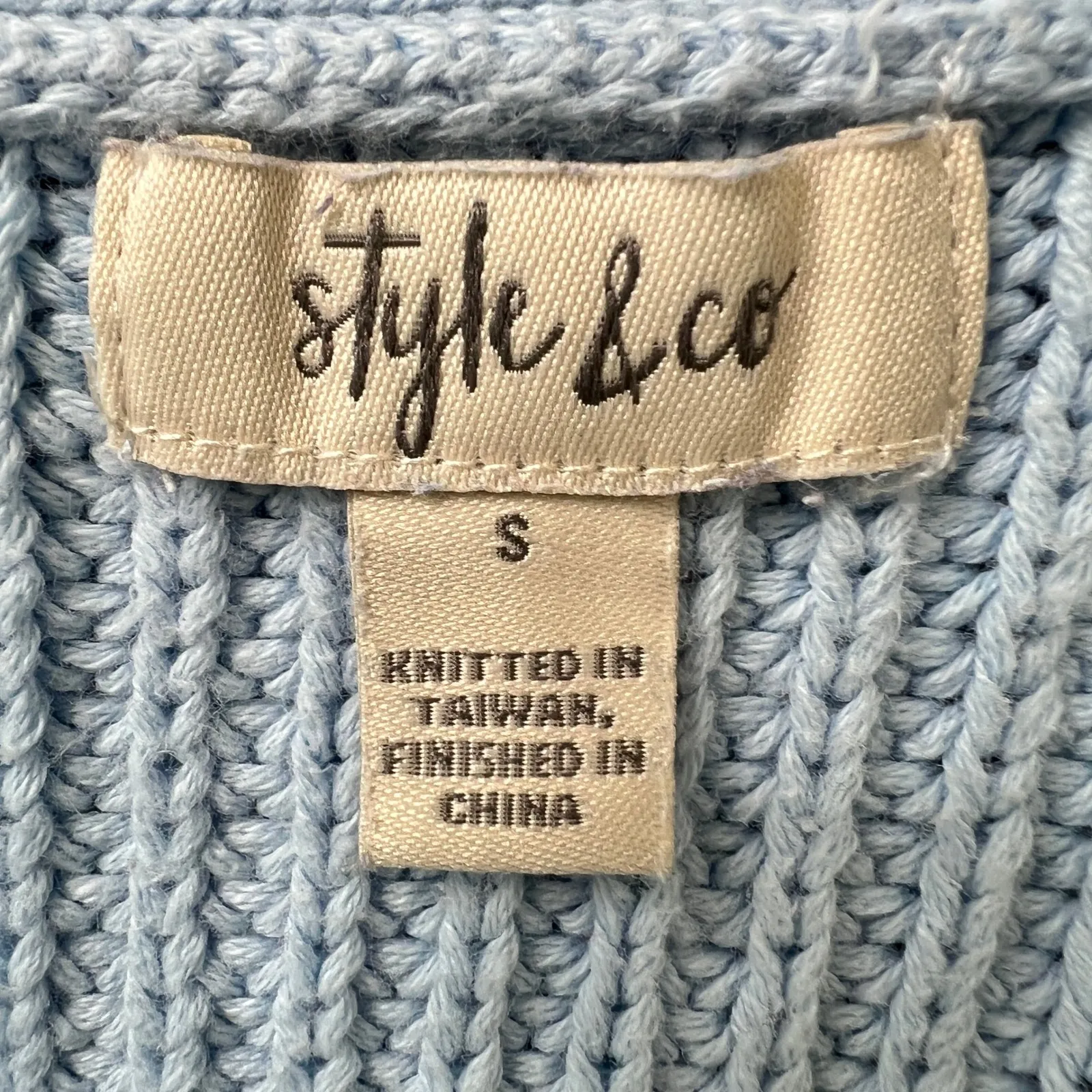 Style & Co‎ Blue Chunky Knit Button Cardigan Sweater Women's Small 100% Cotton - Image 5