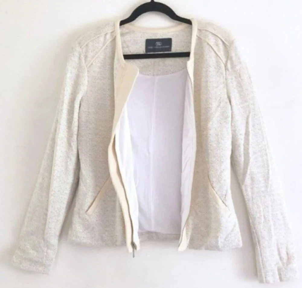 Tart Collections Jacket Shacket M Hale Boucle Tweed Terry Cloth Off White Pocket Size M - Image 6