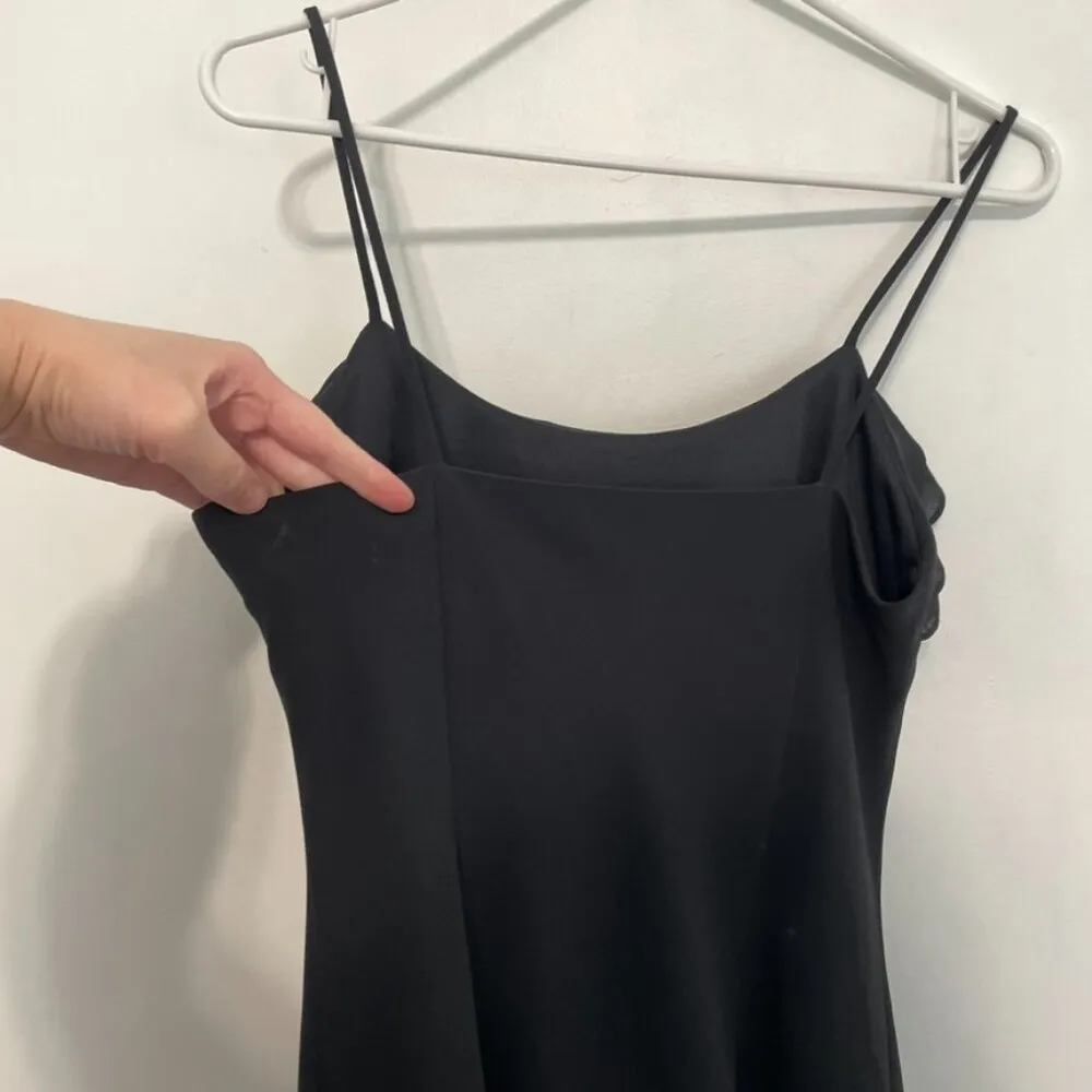 VINTAGE VTG DAWN JOY Black Ruffle Spaghetti Strap Midi Slip Dress 90s Y2K Party Size 10 - Image 14