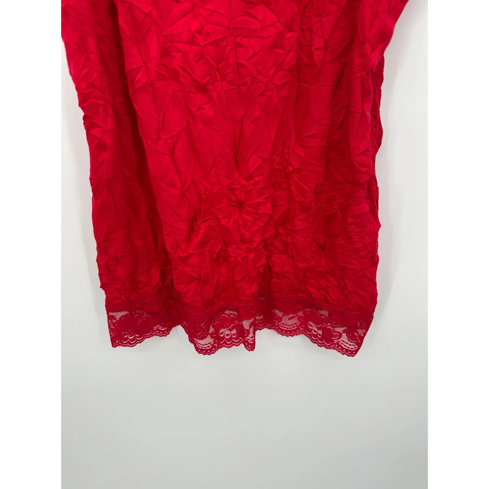 Dressbarn Red Crinkle Lace Camisole Y2K Tank Size XL Vampire Witchy NWT Grunge - Image 3