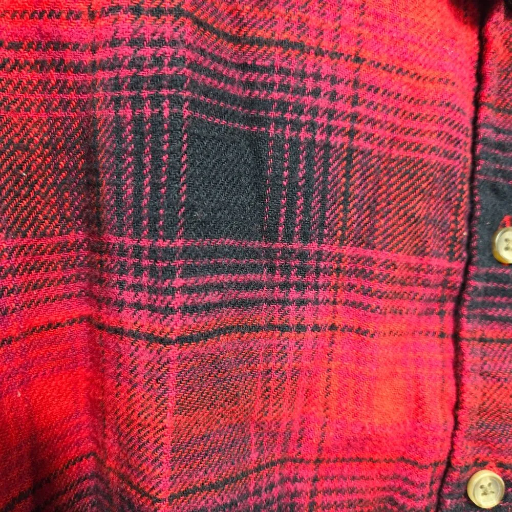 American Eagle Red Black Buffalo Plaid Boyfriend Relaxed Flannel Size Medium - Image 6
