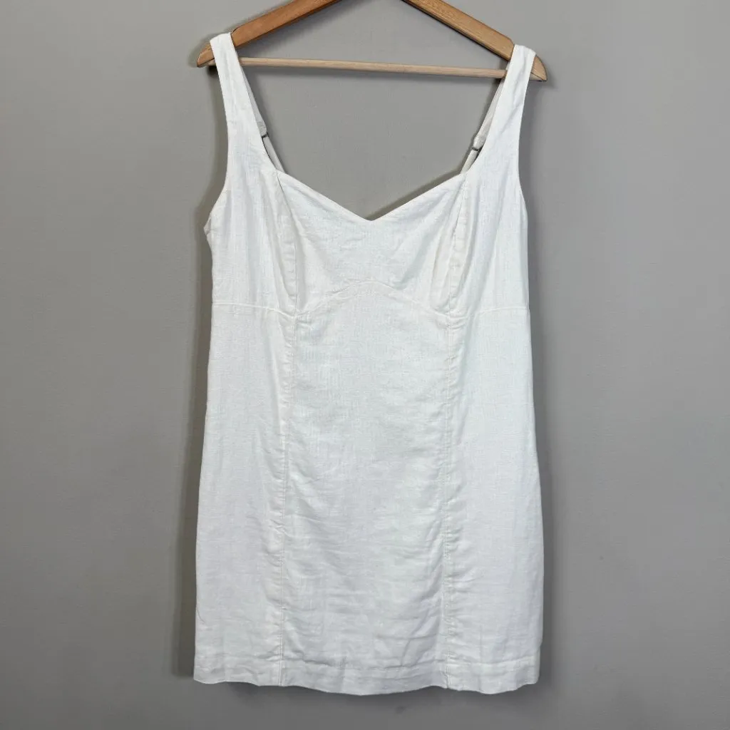 Abercrombie & Fitch Linen Corset Smocked Mini Dress Women's Large White Party - Image 5