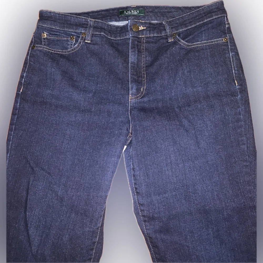 Lauren Ralph Lauren RLL Classic Curvy Skinny Ankle Jeans Denim Dark Wash Pant 12 - Image 4