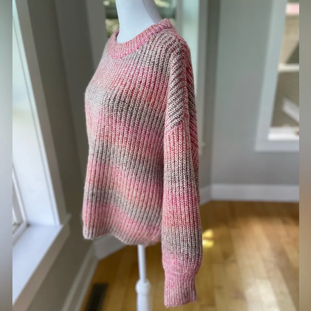 Universal Thread Red Brown Striped Cozy Oversized Crewneck Sweater Size Medium - Image 2