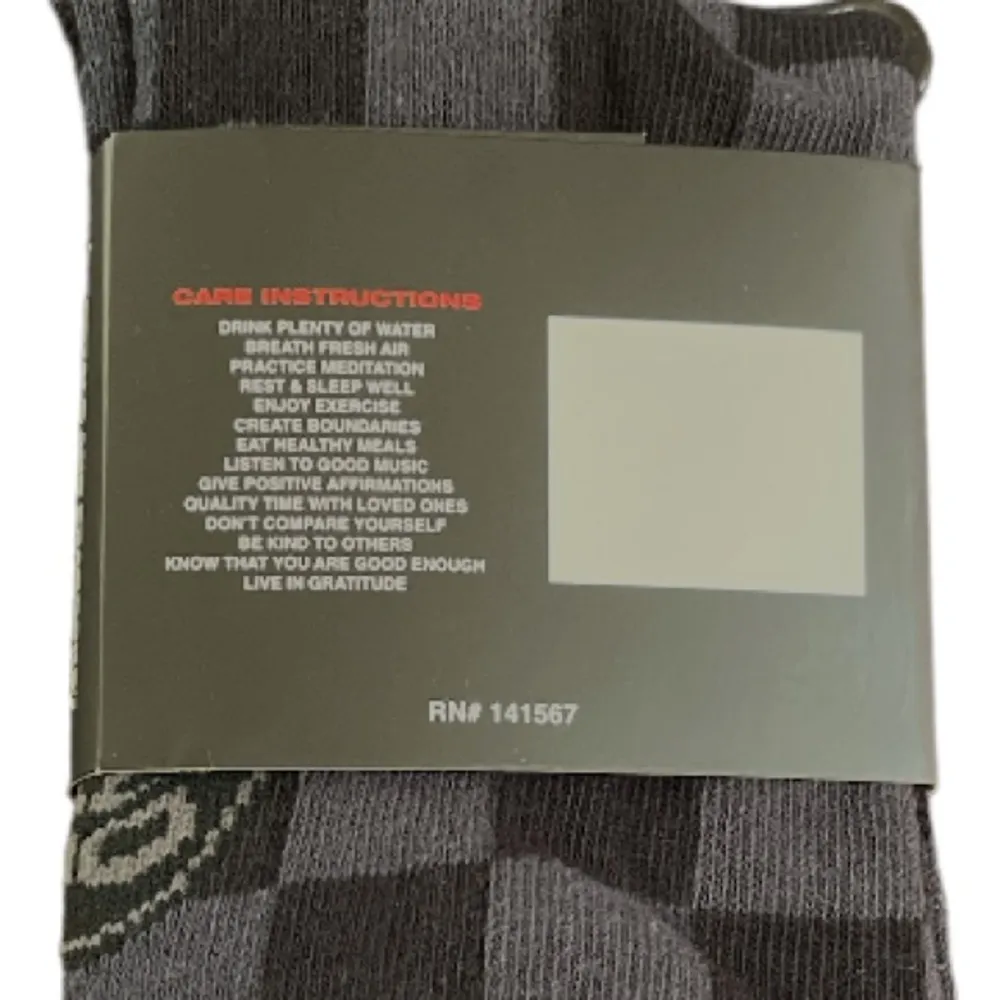 Petals and Peacocks Smile More Checkered Crew Socks Black Gray One Size - Image 6