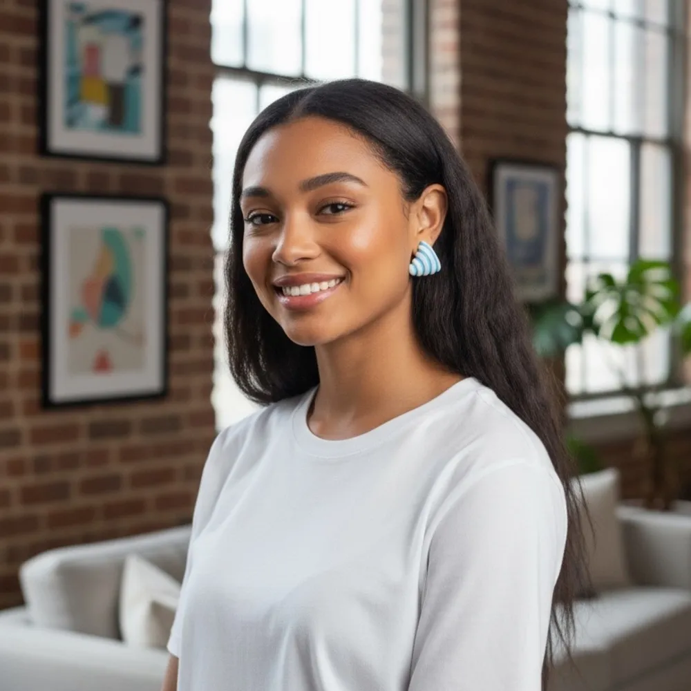 Blue and White Wave Earrings - Image 5