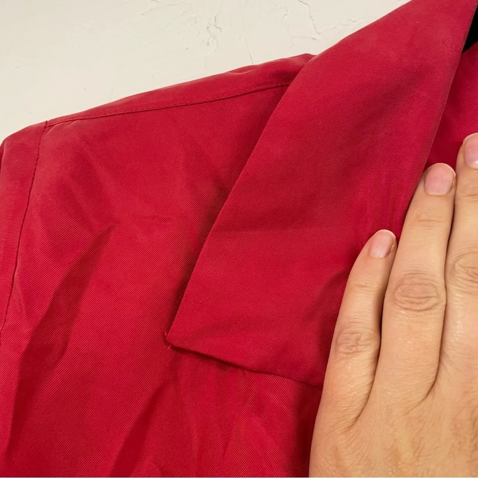 Vintage Silkland Red Silk Button Down Shirt Womens L Boxy Fit Natural Fibers Size L - Image 6