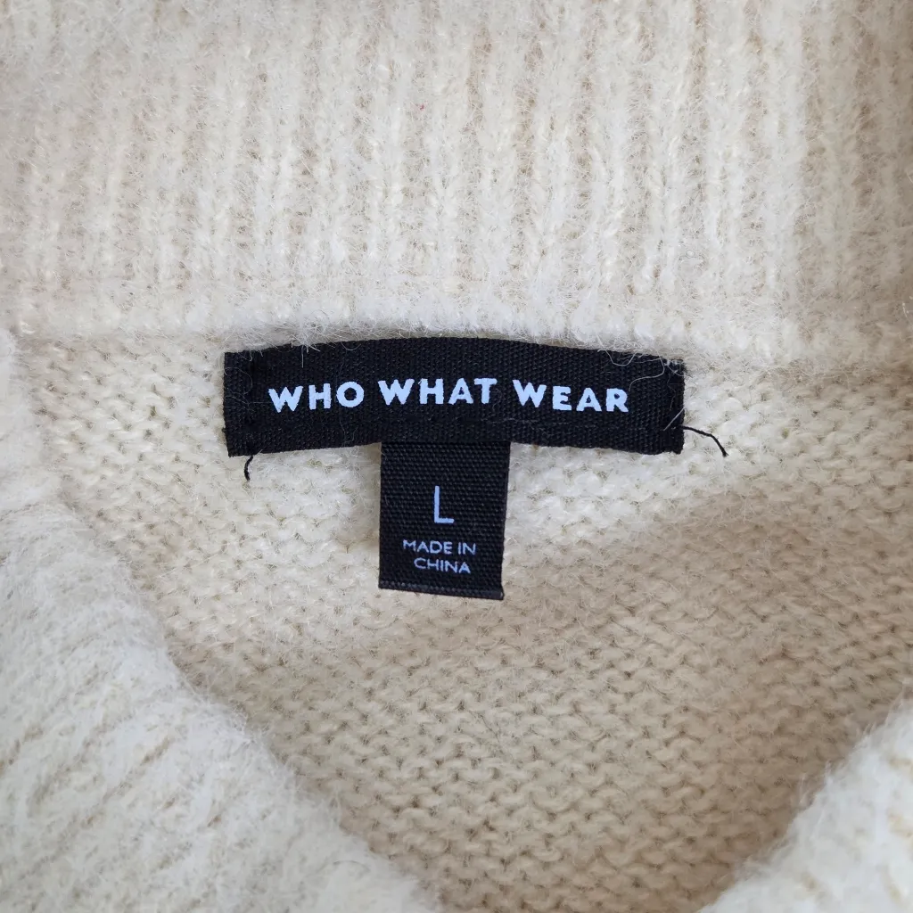 Who What Wear‎ Cream Turtleneck Fuzzy Soft Sweater Size L - Image 9