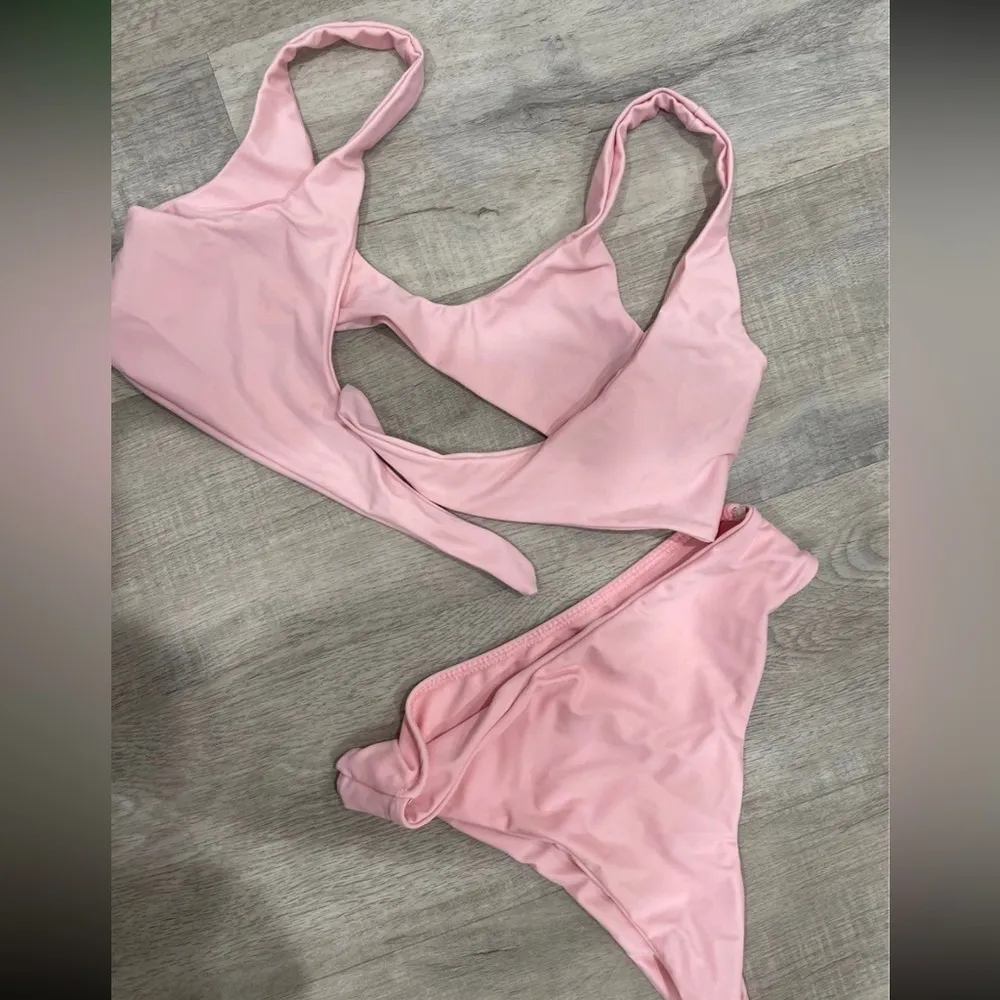 Pastel pink front tie bikini - Image 2