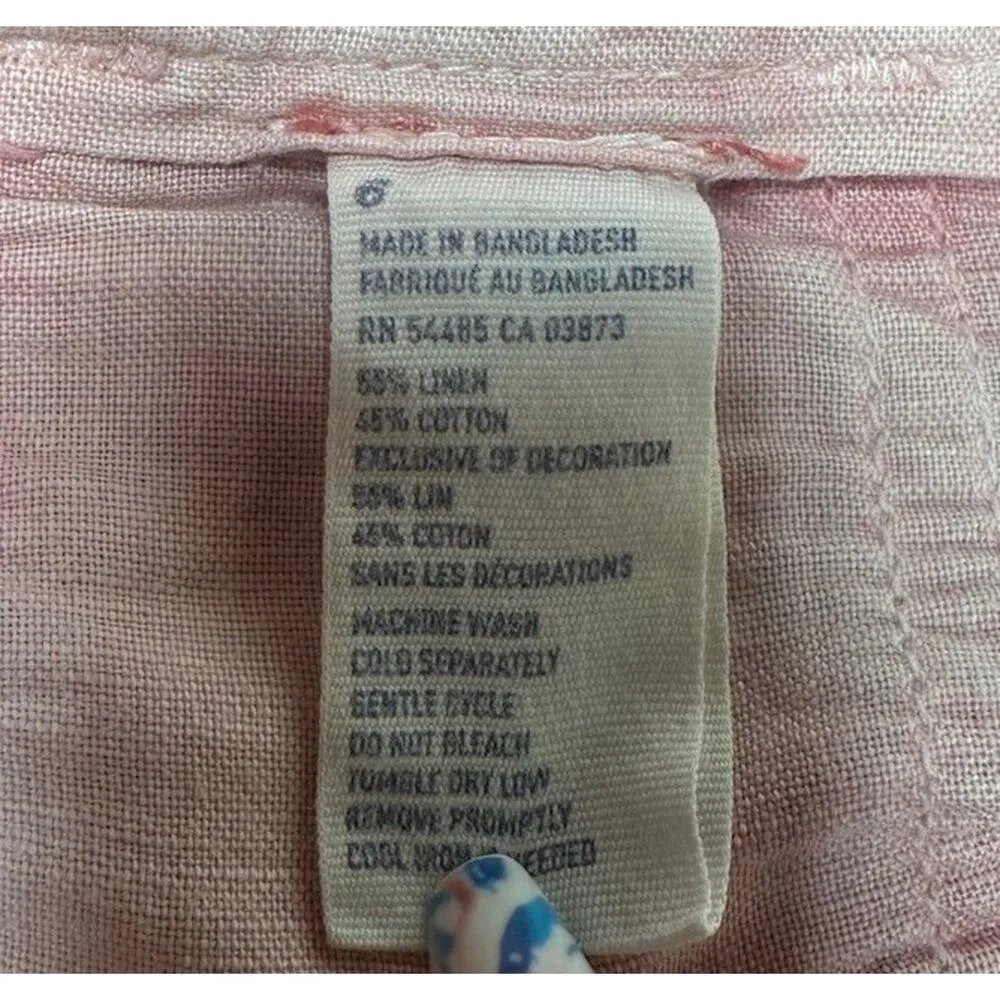 Y2K Linen Blend Micro Shorts Womens Sz 6 Pink Tie Dye American Eagle Low Rise - Image 9