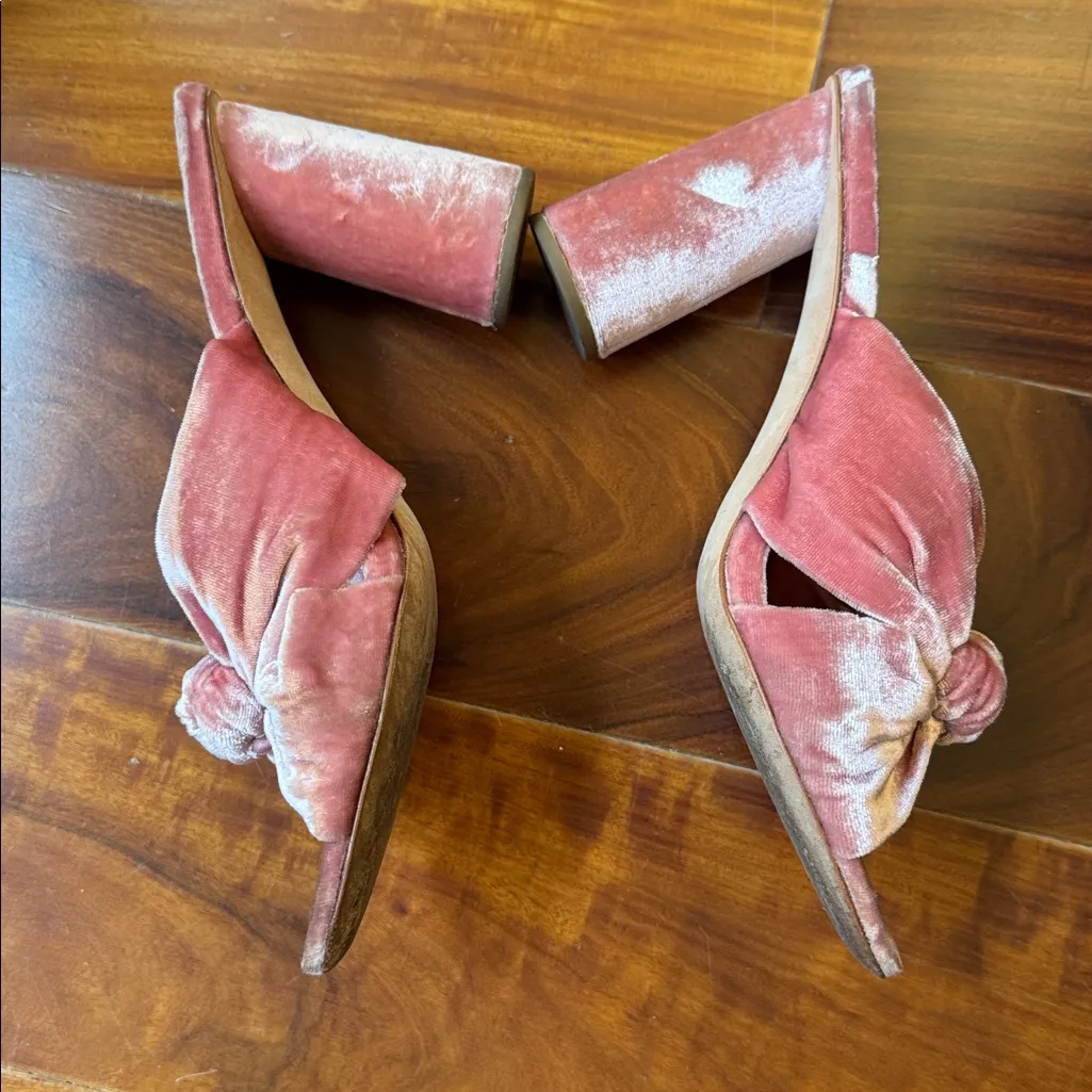 Loeffler Randall Coco Knotted Velvet Mules Petal Blush Pink in Size 6.5 - Image 6