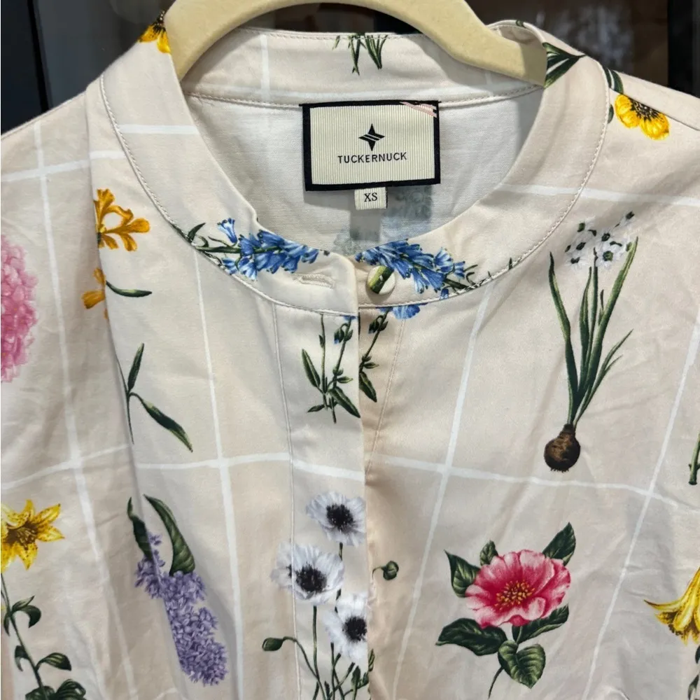 Tuckernuck Fresh Buds Royal Shirt Dress long sleeve mini floral flowers print - Image 4