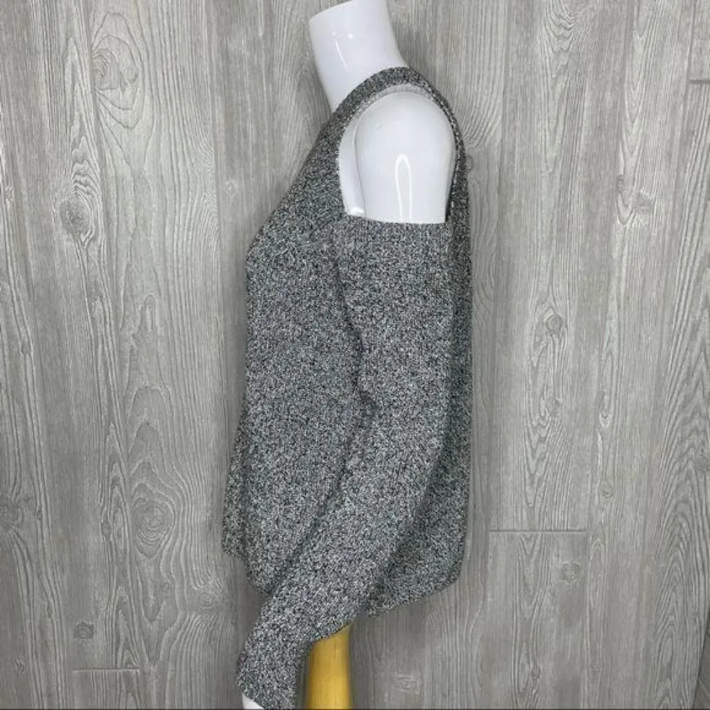 Rag and bone / Jean cold shoulder knit heathered long sleeve grey sweater sm - Image 3