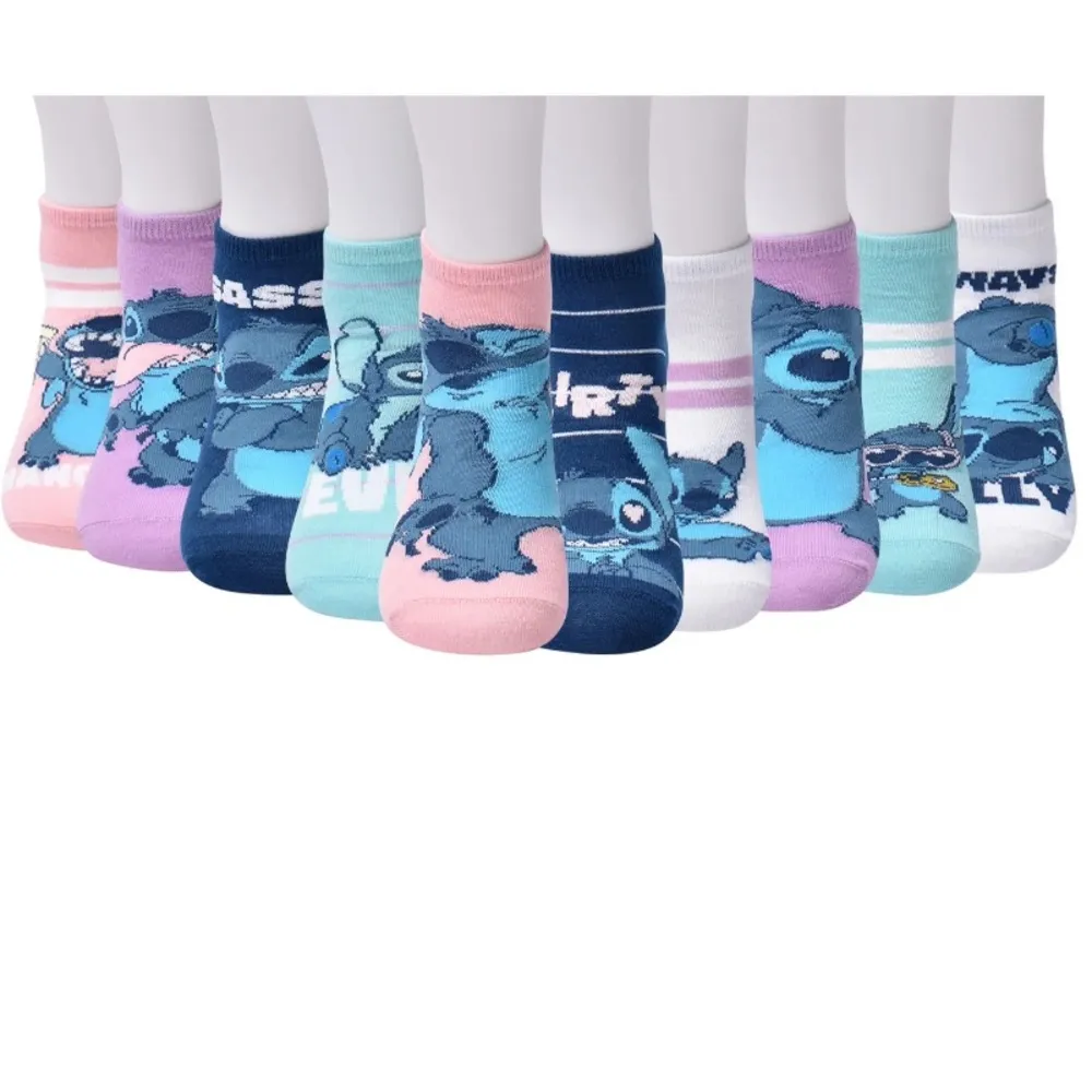 Disney Stitch Women’s STITCH MOODS Low Cut Socks, 10-Pack - Image 5