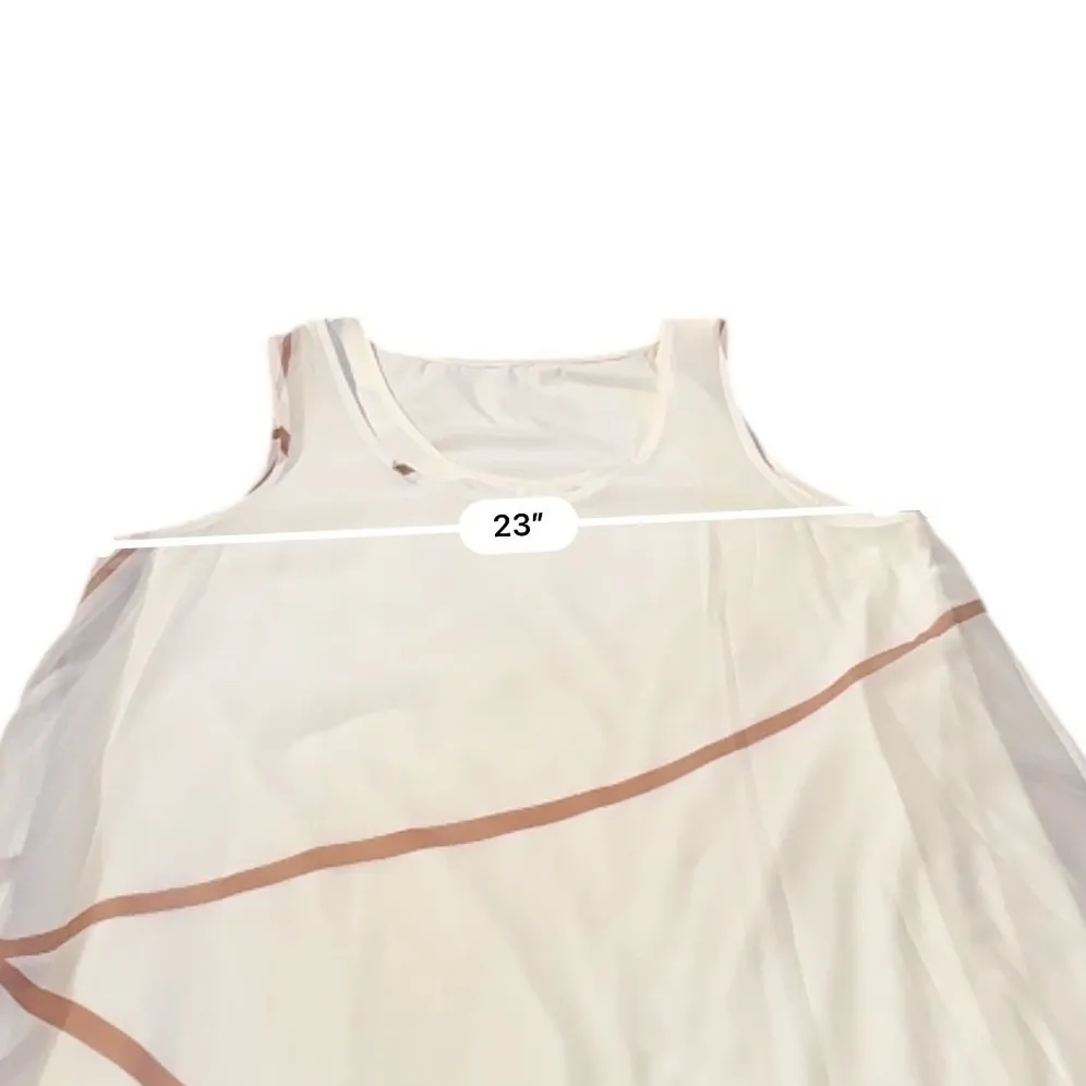 Abstract Sheer Overlay Dress Women's XL Ivory Layered Sleeveless Flowy Lagenlook White - Image 3