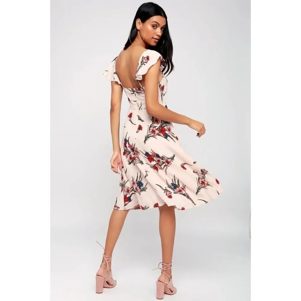 Lulus Take a Bow-quet Blush Floral‎ Print Midi Dress Size XL - Image 3