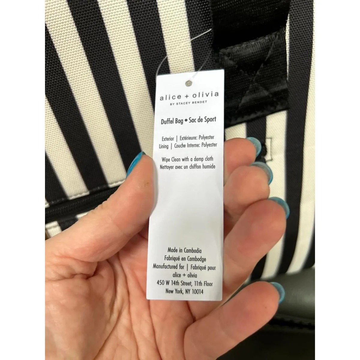 Alice + Olivia Striped Duffel Bag by Stacey Bendet Black - Image 5