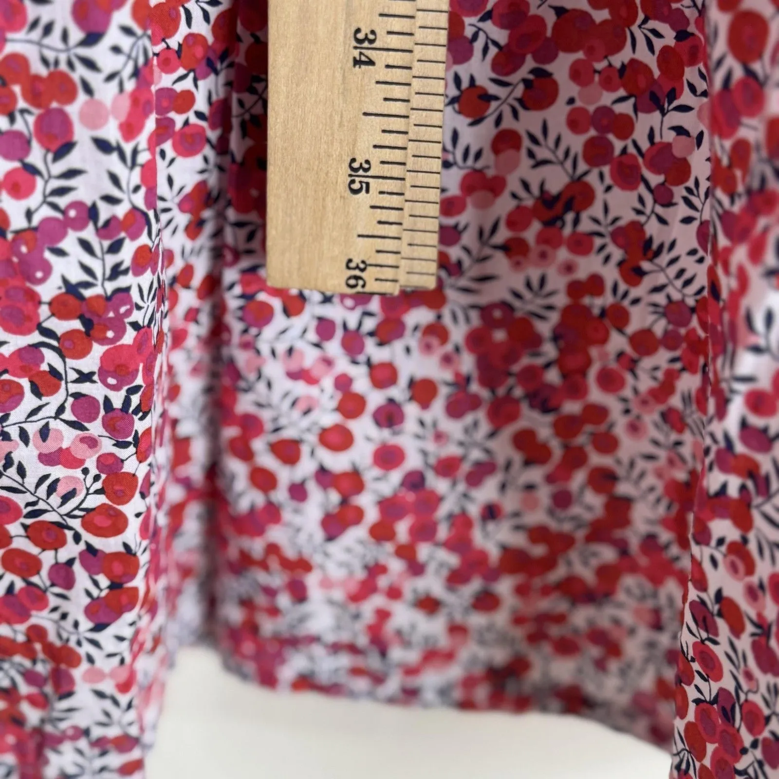 J.Crew Dress poplin tiered cotton popover Liberty Fabric Floral Sleeveless small Red - Image 11