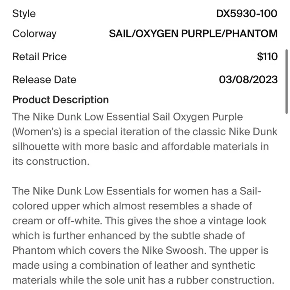 Nike Dunk Low Sail Oxygen Purple Phantom Size 9 Women DX5930-100 - Image 7