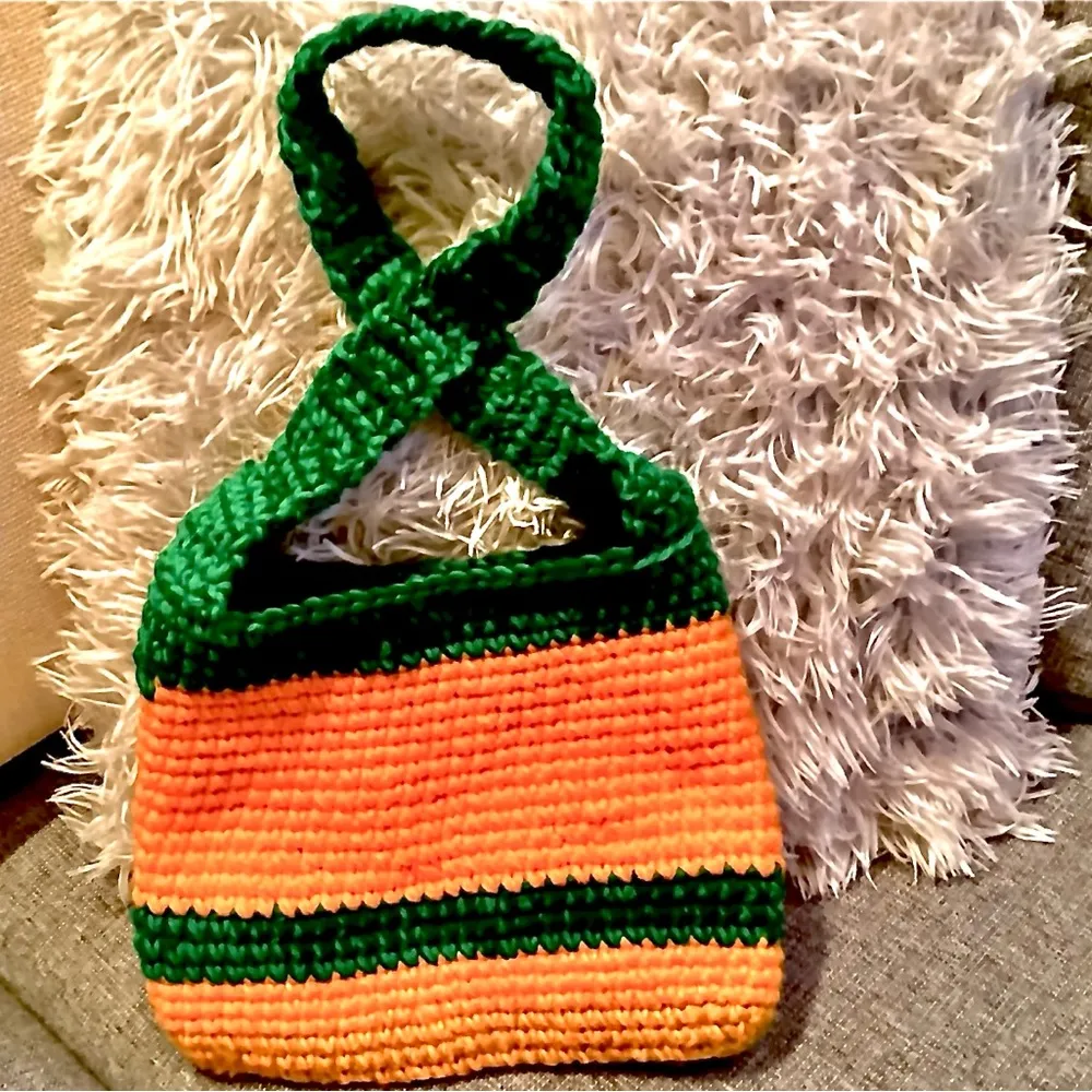 Crocheted Orange Pumpkin Purse - Image 2