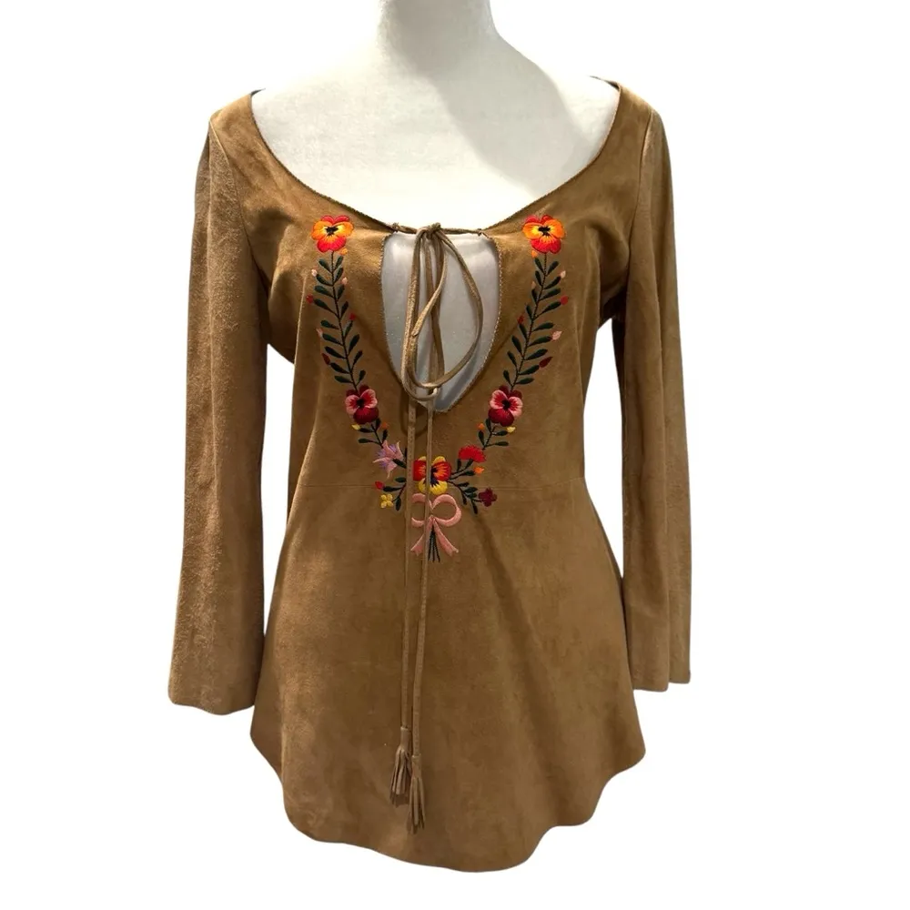 PRADA rare suede boho top, made in Italy, size 38 - Image 3