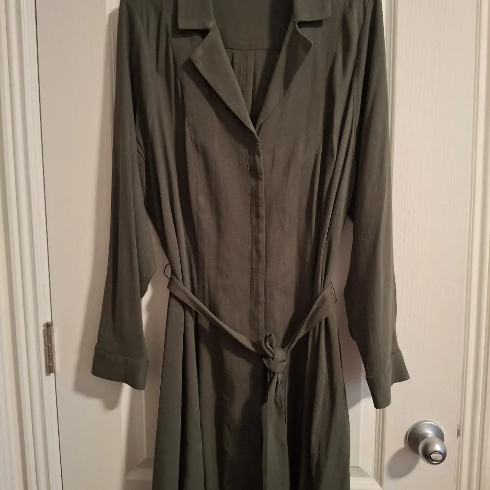 Torrid Sz 2 Olive Green Mini Waist-Tie Shirt Dress - Image 4