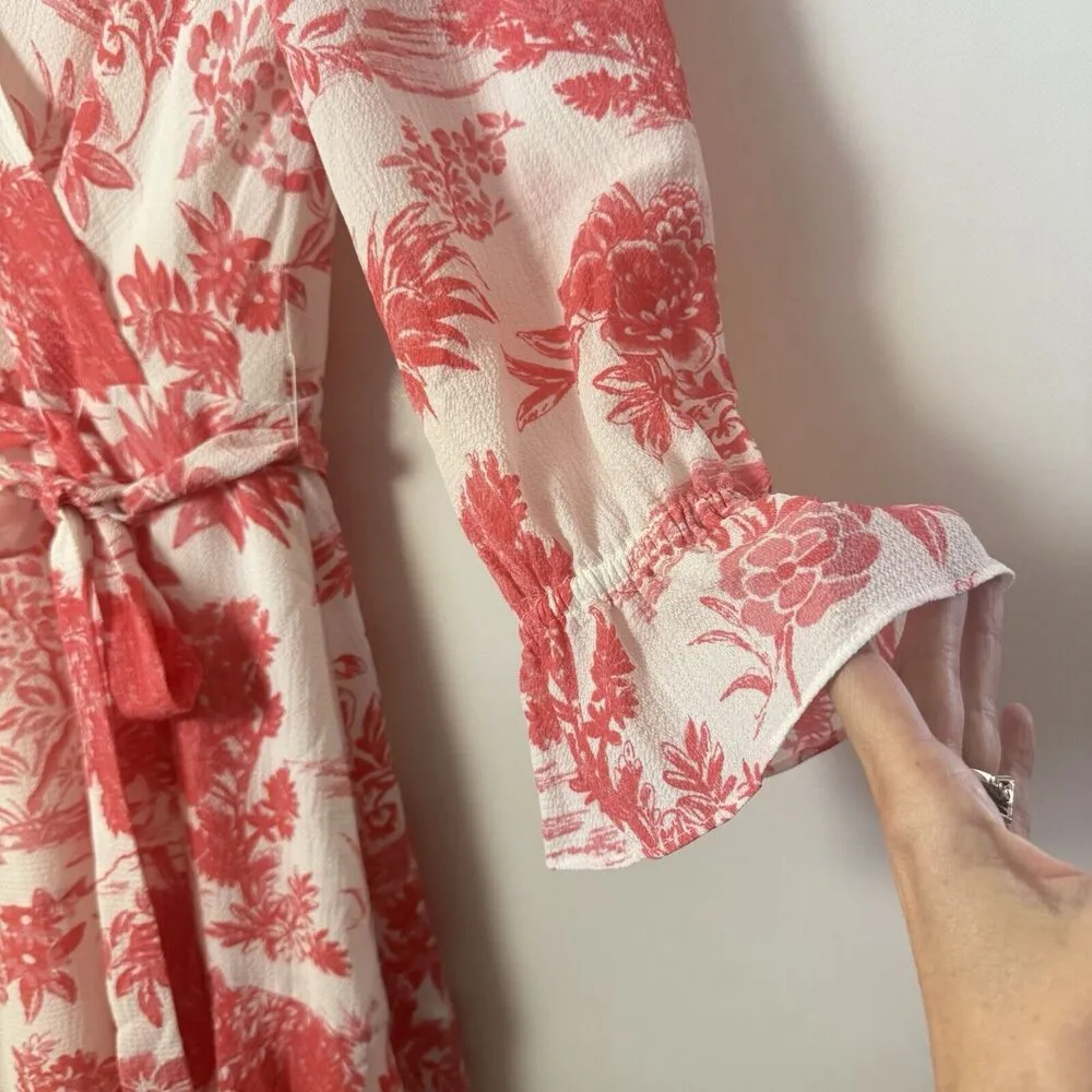 TAHARI ASL Dress Womens 6 Floral Faux Wrap Asymmetric Hem Crepe Spring Easter - Image 8