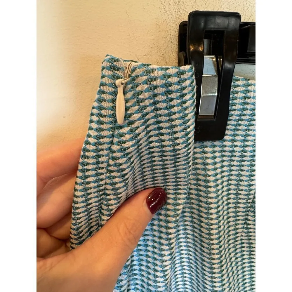 Piazza Sempione Pants Women 10 Blue Green Diamond Print‎ Cropped Audrey Trousers - Image 8