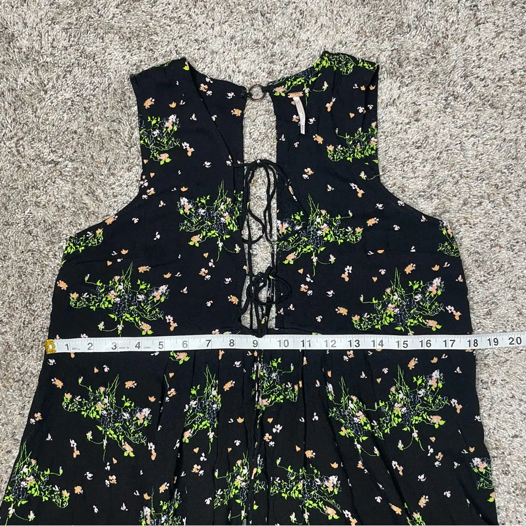 Free People Lovely Day Printed Tunic Top Mini Dress Black Floral Extra Small XS - Image 9