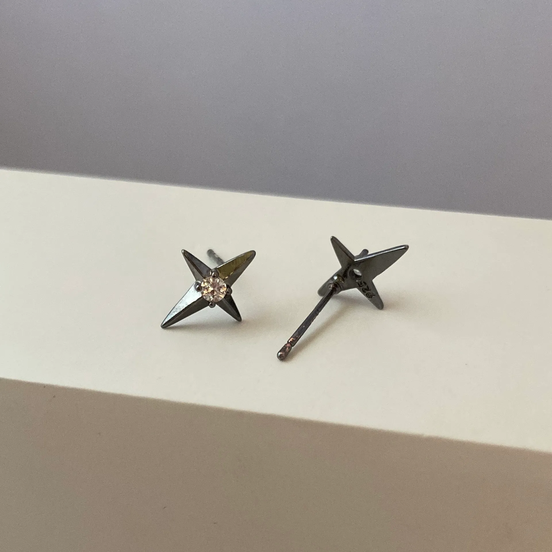 Small Mini Star Stud Earrings for Men Women,CZ Star Earrings Black - Image 4