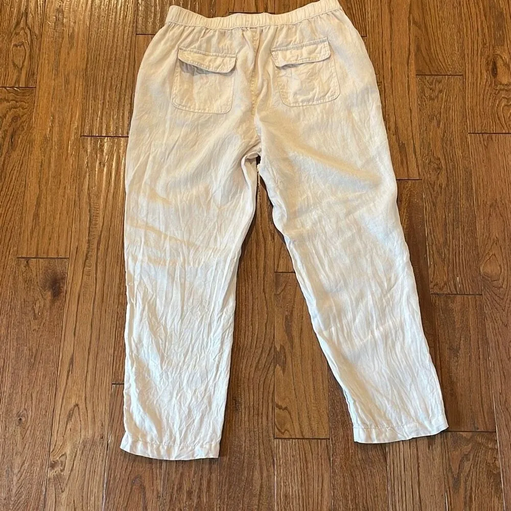 Nicole Miller  100% linen taupe pant size large - Image 8