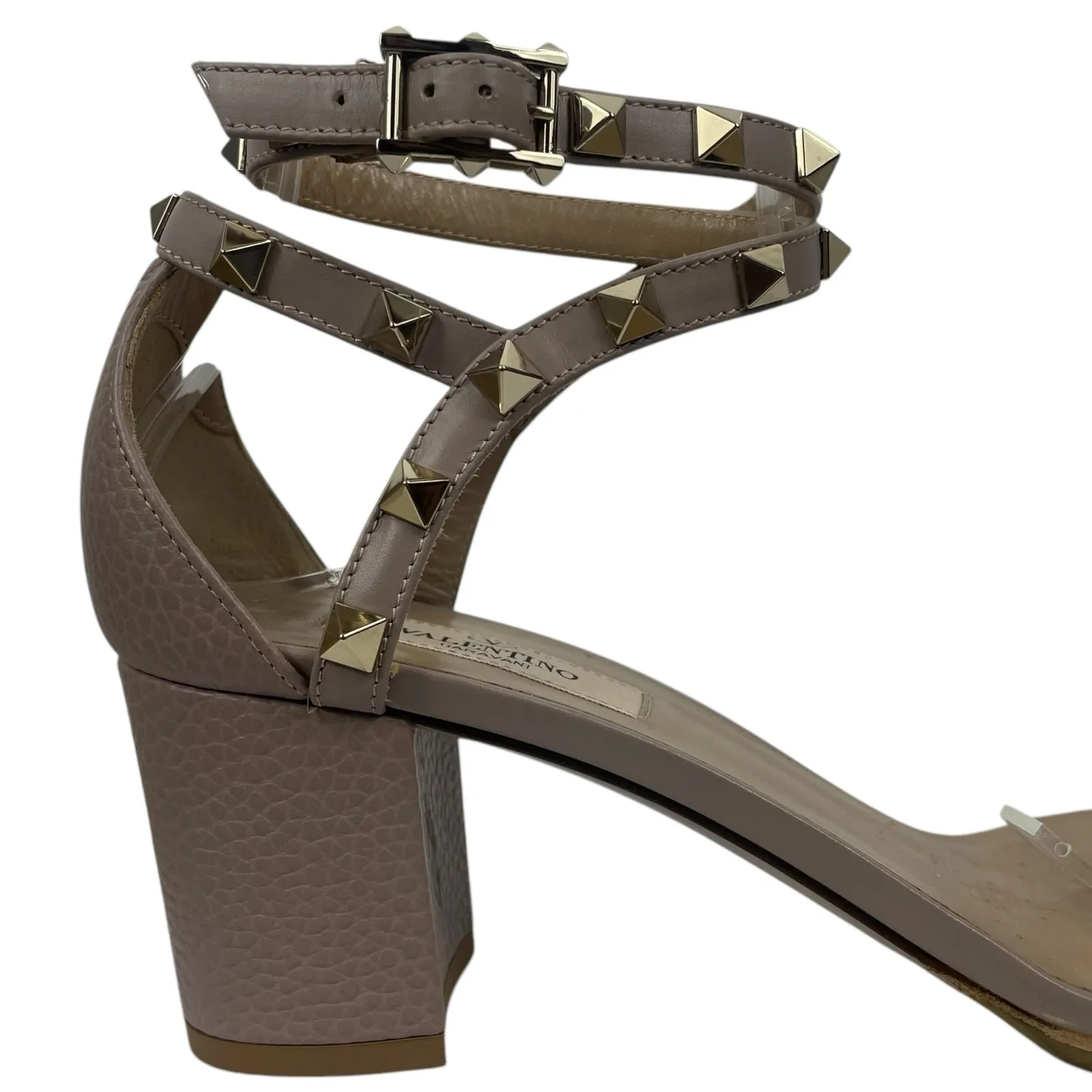 Valentino Garavani 60mm Rockstud Ankle Wrap Leather Sandal Pink Size 38 - Image 12