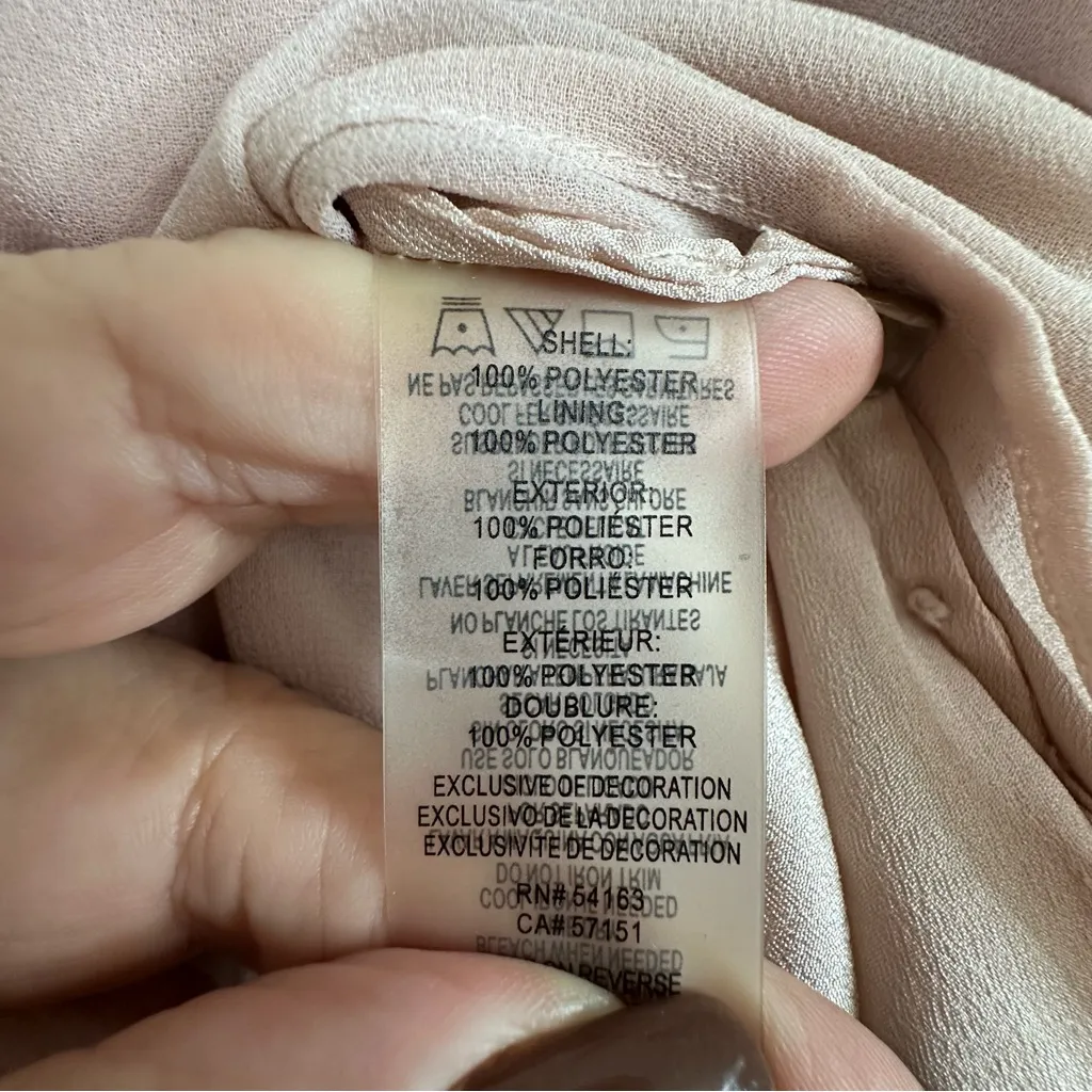 Calvin Klein Women's Pink Sheer Top with Pearl Detail, Size Medium - Image 7