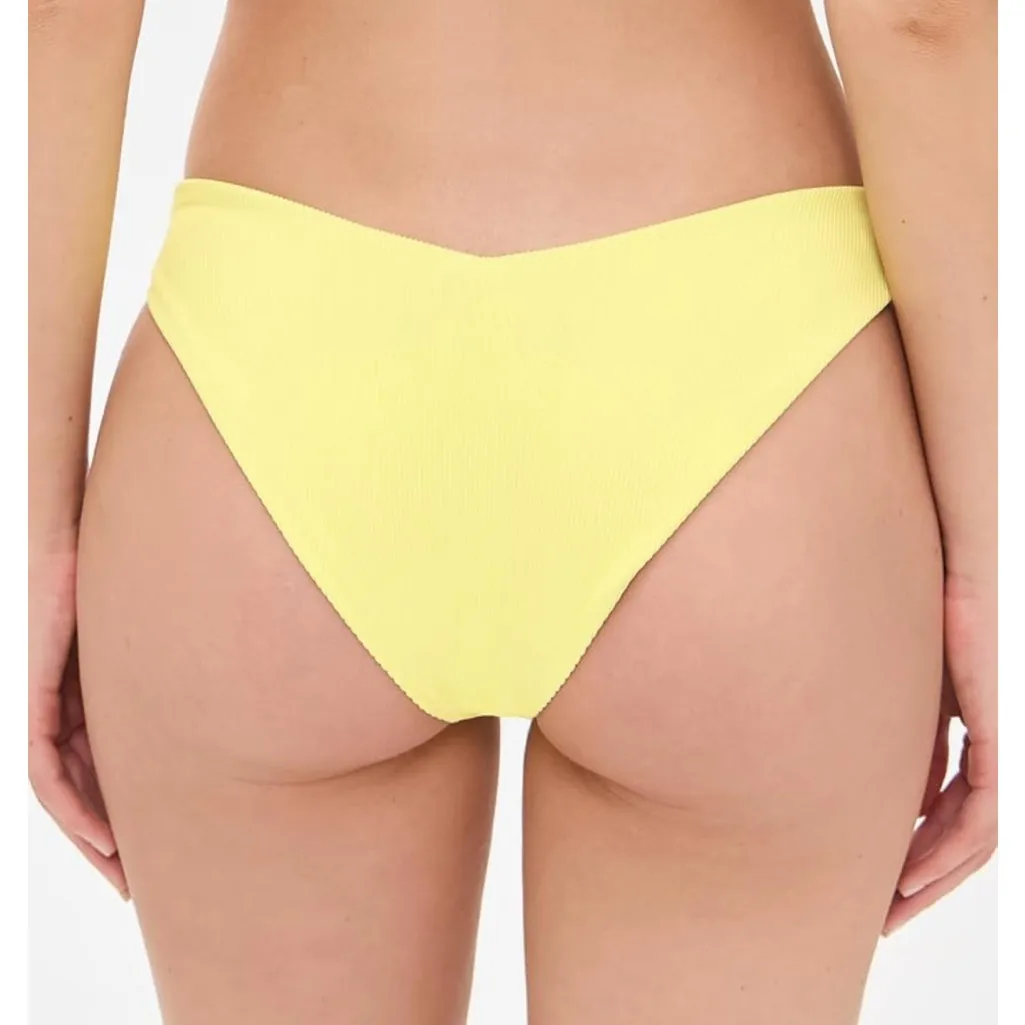 Beach Riot Women's Vanessa Bikini Bottoms Yellow Ribbed Butter Blossom - Image 2